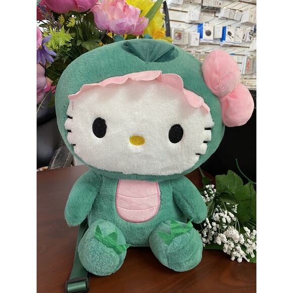 Sanrio Hello Kitty In Dino Costume Plush Backpack 2023 Approx. 15”X12" - Picture 2 of 10